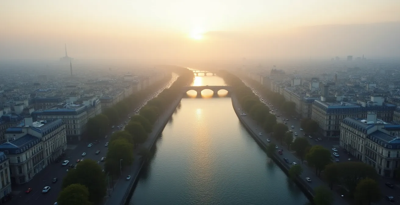 Vue aérienne stylisée des trois zones touristiques de Paris
